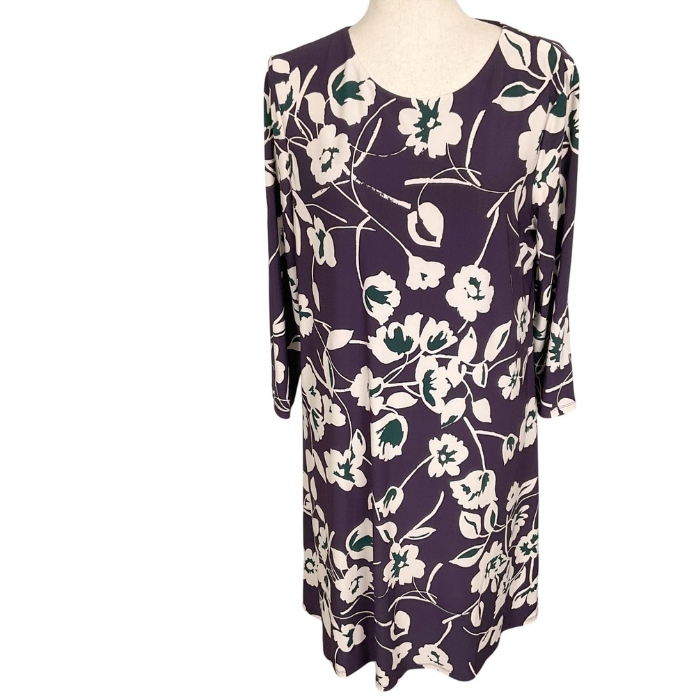 Lauren Ralph Lauren Dress Womens‎ 14 Eggplant Shift Floral Shift Classic Career
